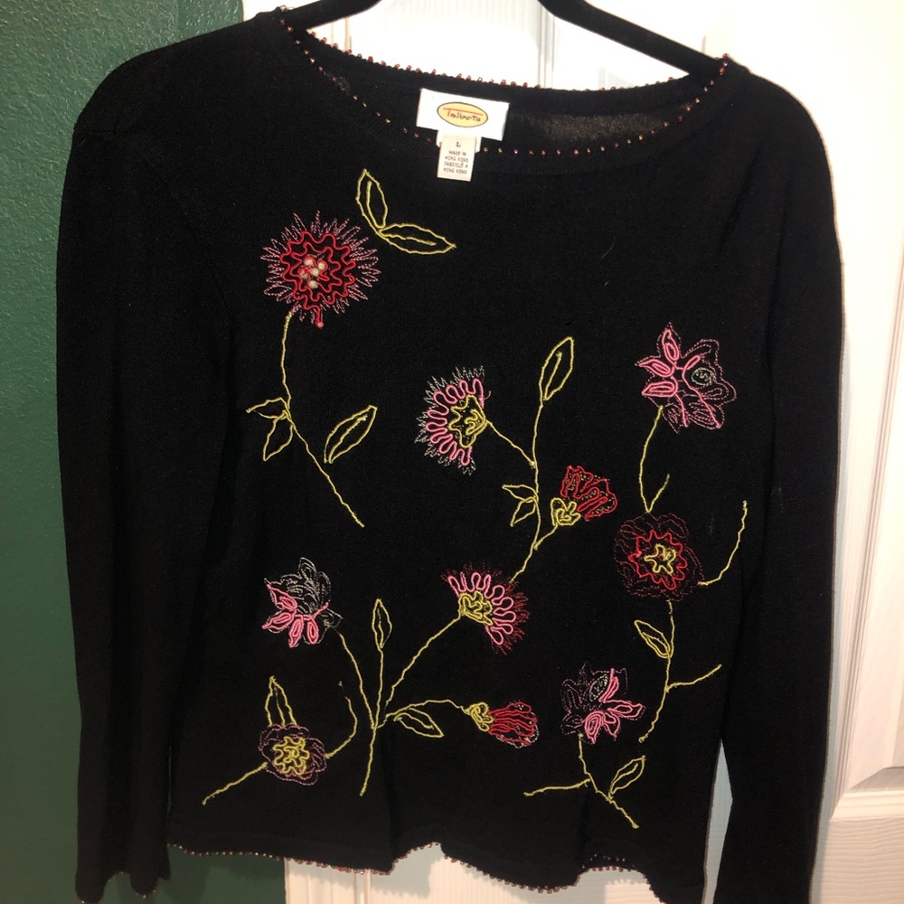Talbots flower embroidered flower sweater